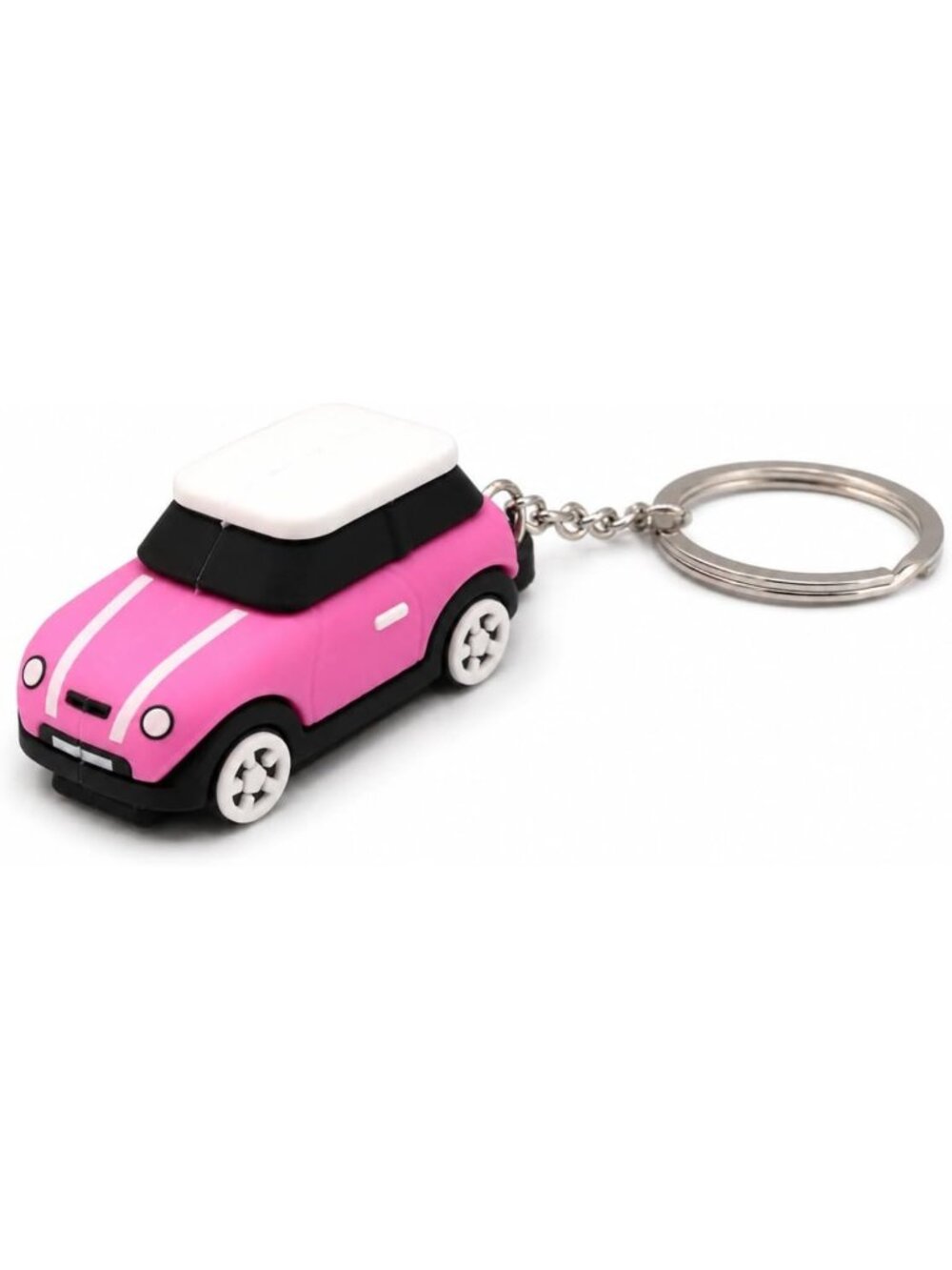 Cute 3D OM Keychain with Mini Silicone Model - Pink, Stylish Silver Chain